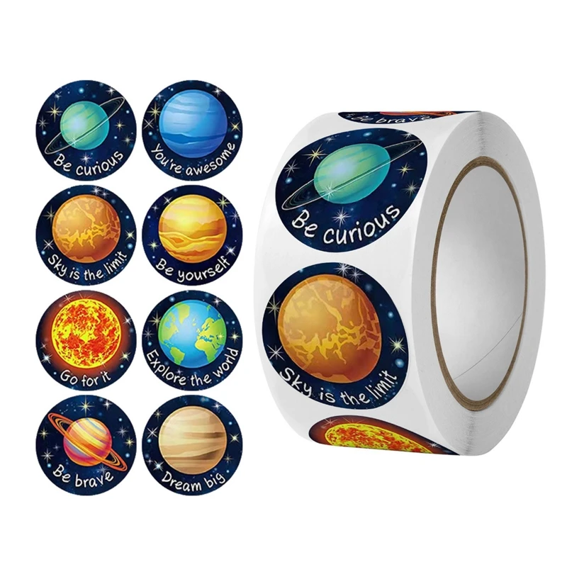 Decorative Solar System Stickers Planet Adhesive Tag for Business Bubble Mailers Packaging Bags Envelopes Sealing 500Pcs