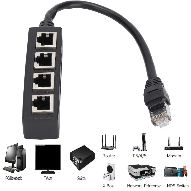 RJ45 Ethernet Extension Cable Rj45 Ethernet Lan Patch Network Cable Adapter For PC Laptop 4 in 1 RJ45 Splitter 3 in 1 2 in1 Cord