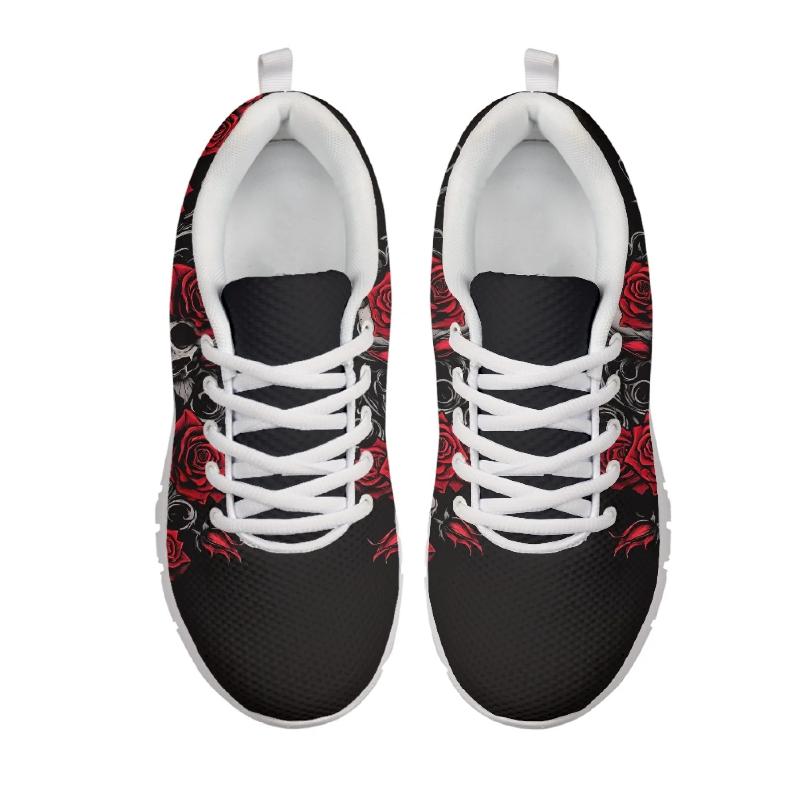 Coloranimal Skull Rose Athletic Sneaker Running Shoes for Women Low Top Running Sneakers