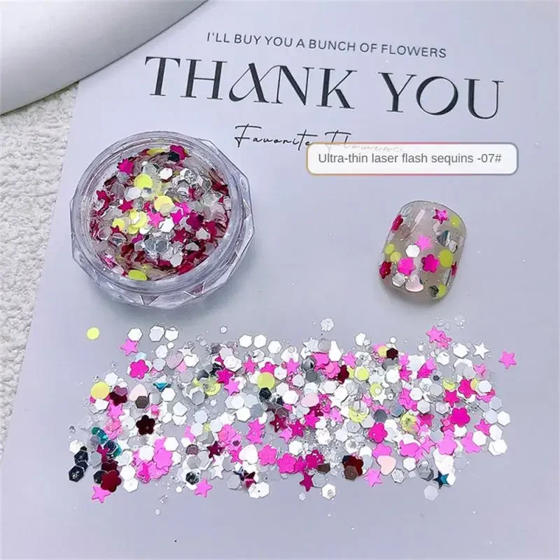 1 กล่องเล็บ 3D Ultrathin สีสันรอบเล็บ Glitter Flakes ขนาดผสม Sparkly Paillette สําหรับเล็บอุปกรณ์เสริมเล็บ