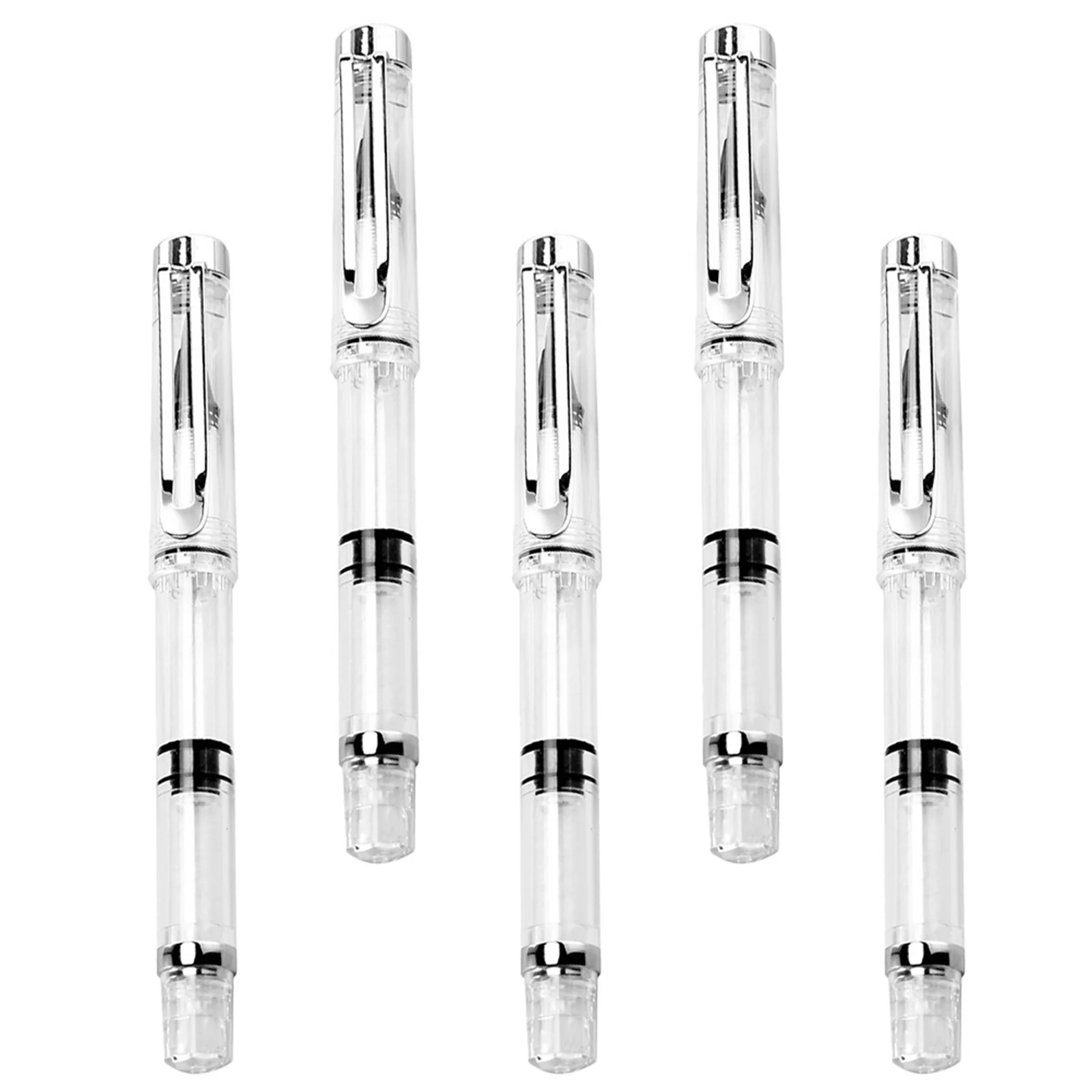 

5pcs Refillable Brush Pens For Calligraphy Watercolor Painting Transparent Body High-Capacity Ink Drawing Pen Art Supplies