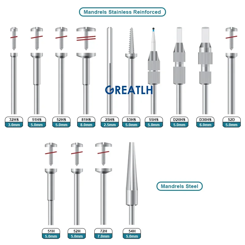 Dental Screw Mandrels Mandrels Stainless Steel Reinforced Dental Lab Tools 10pcs/set
