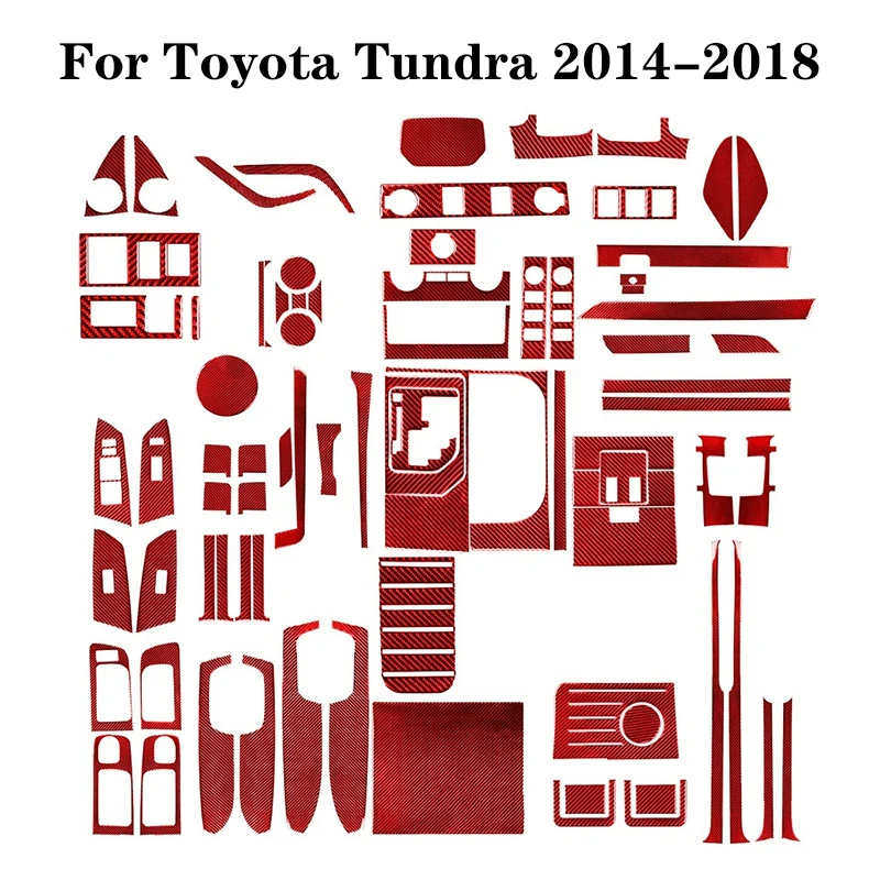 For Toyota Tundra 2014 2015 2016 2017 2018 Carbon Fiber Red Stickers Cover Trim Car Interior Decorative Accessories