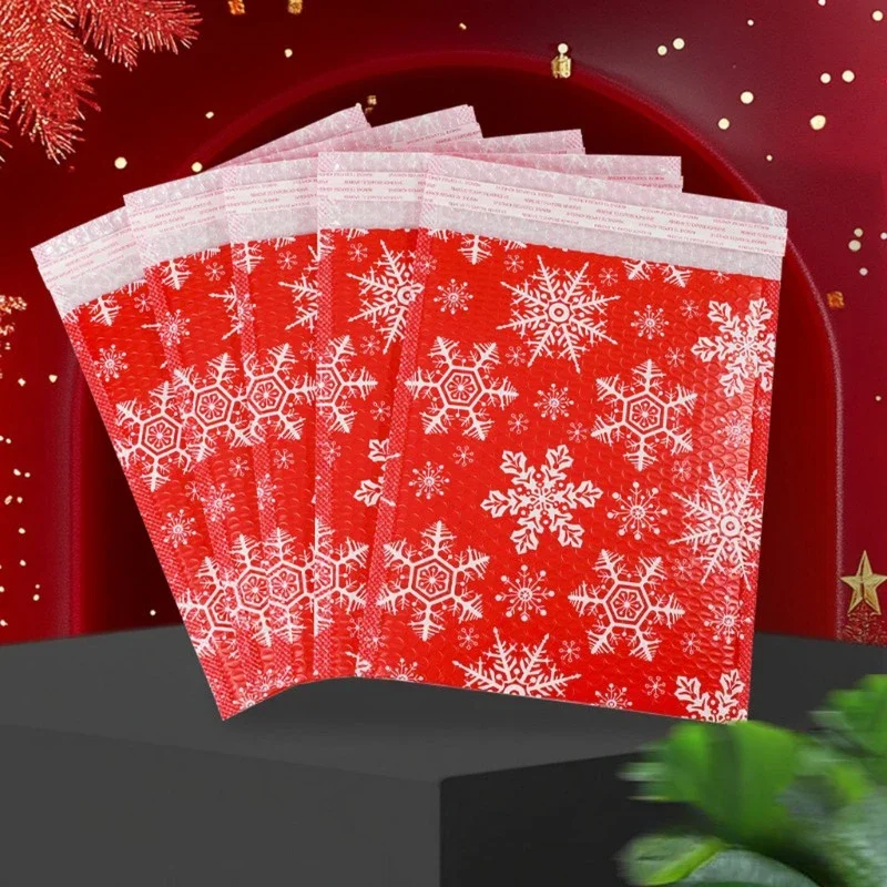 Snowflake Printed Bubble Bags Self Sealing Express Packaging Bags Logistics Shipping Mailing Bag Clothing Packing Shipping Bags