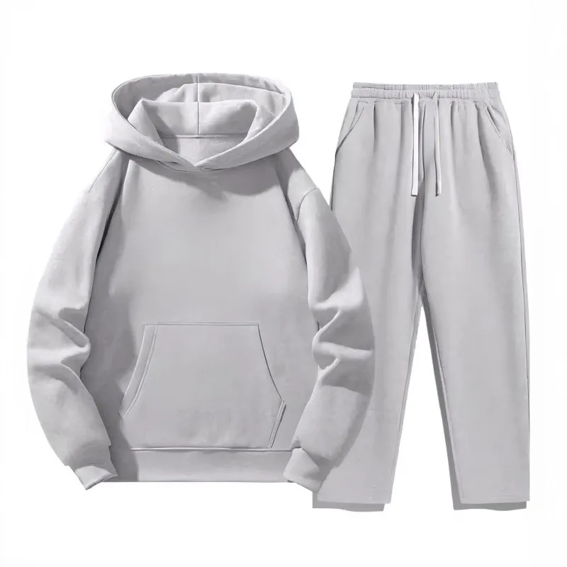 

Мужской спортивный костюм из флиса на осень-зиму: утепленные прямые брюки и толстовка