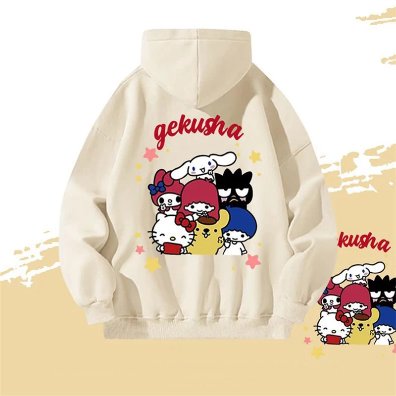 

Sanrio Kawaii Hello Kitty Hooded Sweatshirt My Melody Kuromi Anime Cartoon Skin Friendly Versatile Loose Ins Style Top Clothing