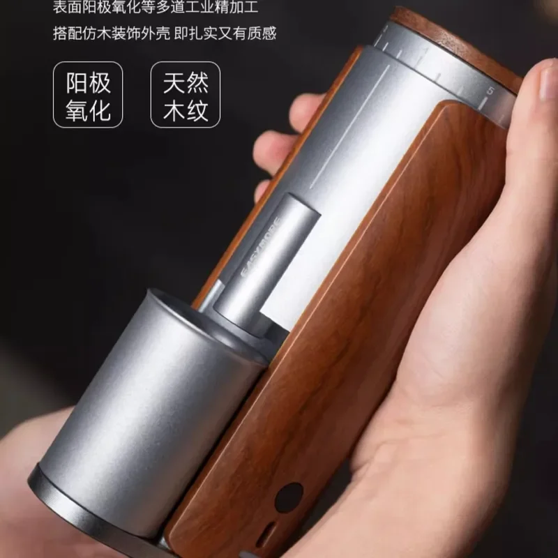 Cross-border Electric Bean Grinder Electric Coffee Machine Grinder 420 Steel Core Wood Grain Portable Small Grinder Factory