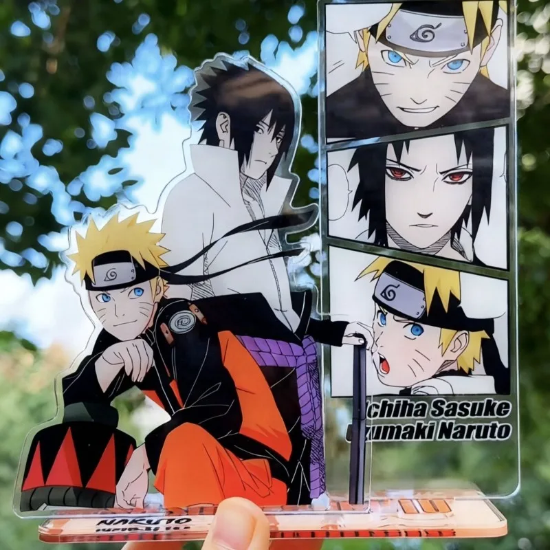 Naruto Acrilico Ornamento Anime Action Figure Uchiha Sasuke Uzumaki Naruto Decorazione da scrivania per auto Modello Regalo di Natale Regali di compleanno