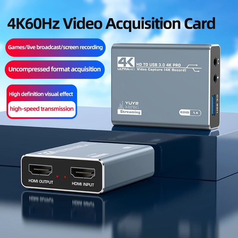 HDMI-compatible Video Capture Card 4K Live Streaming USB 3.0 Data Camera PS4 Game Console Set-Top Box Recording Audio Capture