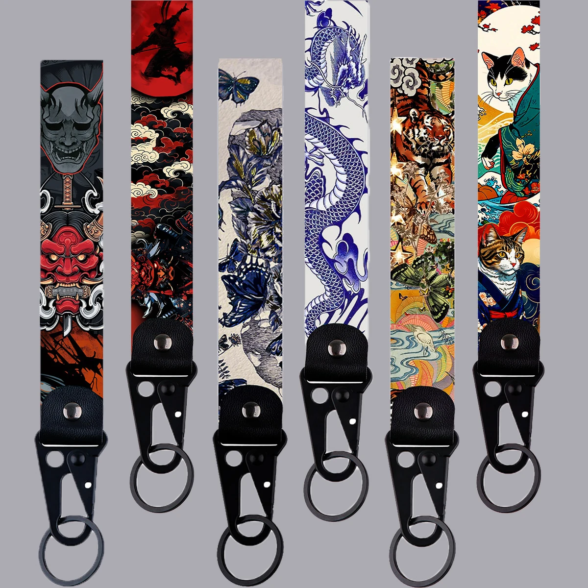 Cool Dragon Tiger Eagle Beak Keychain Short Lanyard Vintage Butterfly Key Holder Cars Motorcycles Keychain Adorn Keyrings Gifts