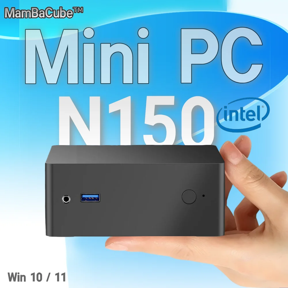 MamBaCube N9E Mini PC Intel N150 Win11 Pro 8GB 16GB DDR4 256GB 512GB SSD WiFi 5 Portable Compact Desktop Home Office Computer
