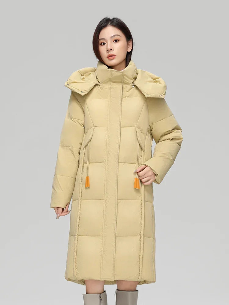 2025 New Warm Winter Long Parkas Women Hooded White Duck Down Jacket Elegant Women Clothes Winter Puffer Jacket Coat