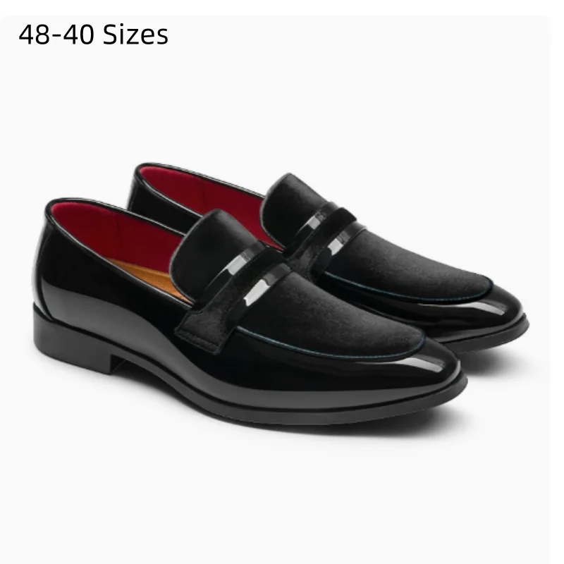 Men Stylish Business Daily Shoes Round Toe Thick Bottom Anti-Skip Man PU Leather Loafers For Wedding Party  Black Blue 48 47 46