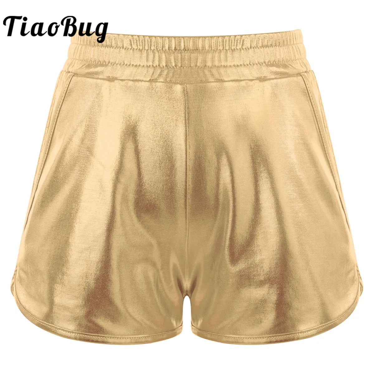 

Kids Girls Metallic Shiny Shorts Cheer Booty Ballet Dance Shorts Gymnastic Workout Fitness Bottoms Dancewear Performance Clothes