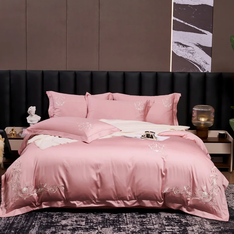 New 50s100 Long-Staple Cotton Embroidered Cotton Light Luxury Home Bed Sheet Four-Piece Set