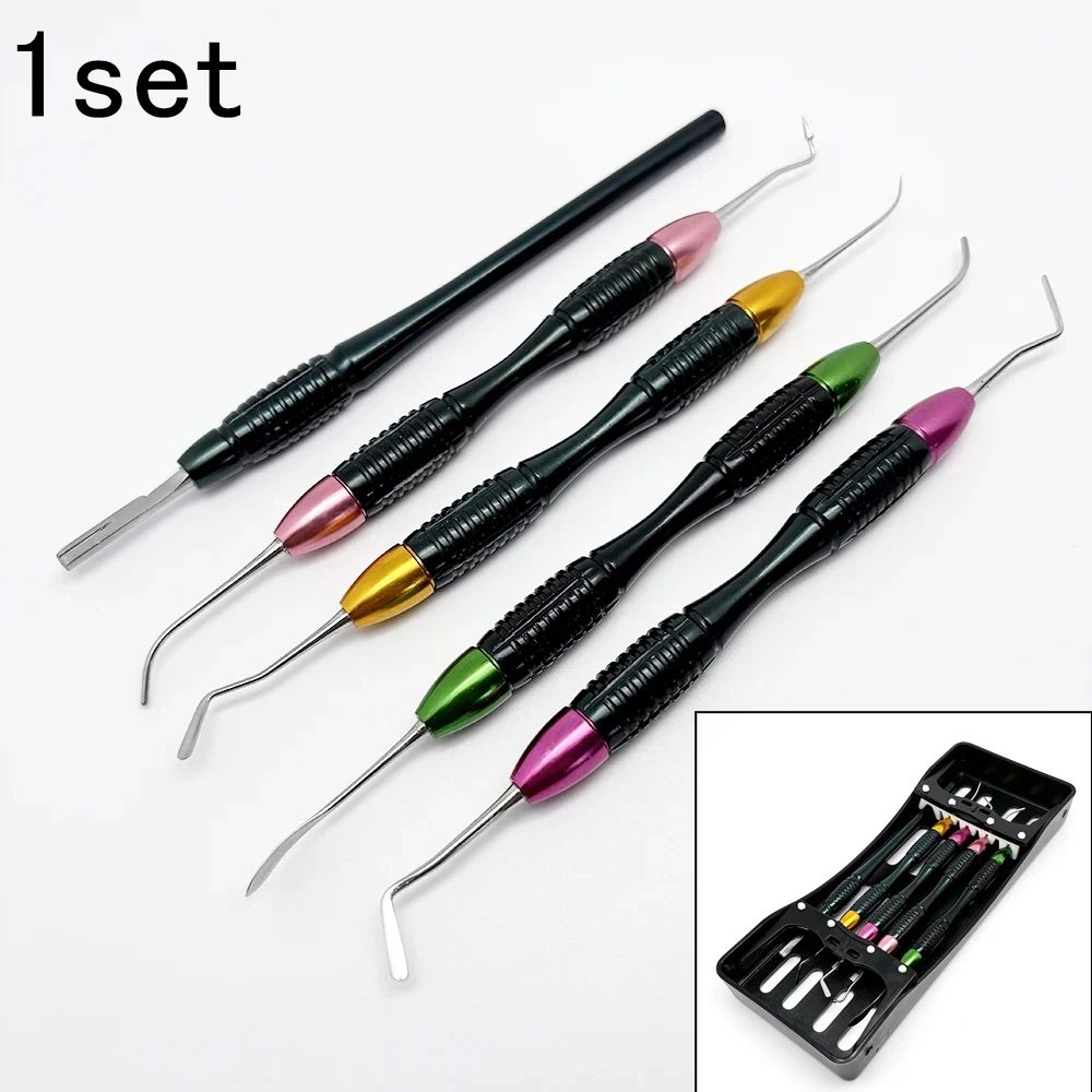 

Dental Composite Resin Filling Spatulas stainless steel Dental Aesthetic Restoration Scalpel Handle Set with Disinfection Box