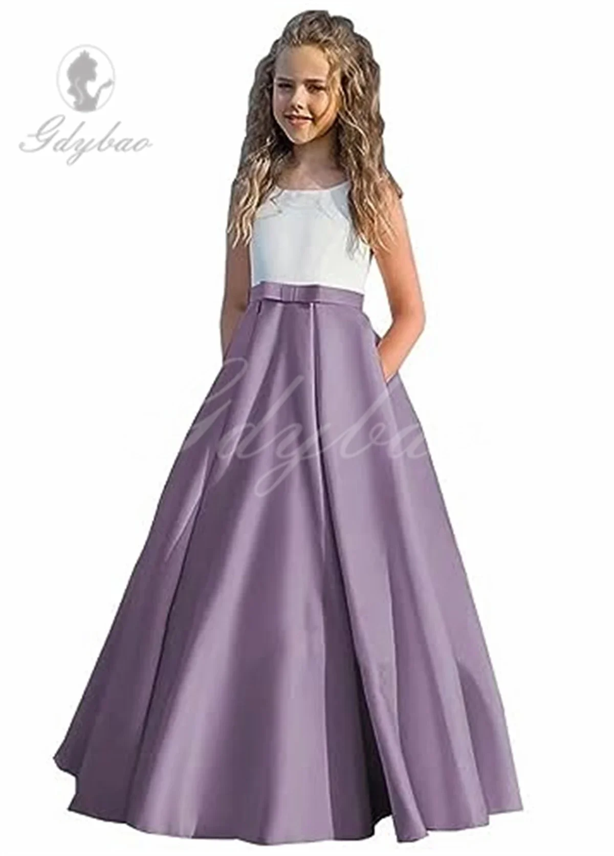 

Pageant Dresses for Girls Satin A-line Flower Girl Dress Long Girls Birthday Party Gowns