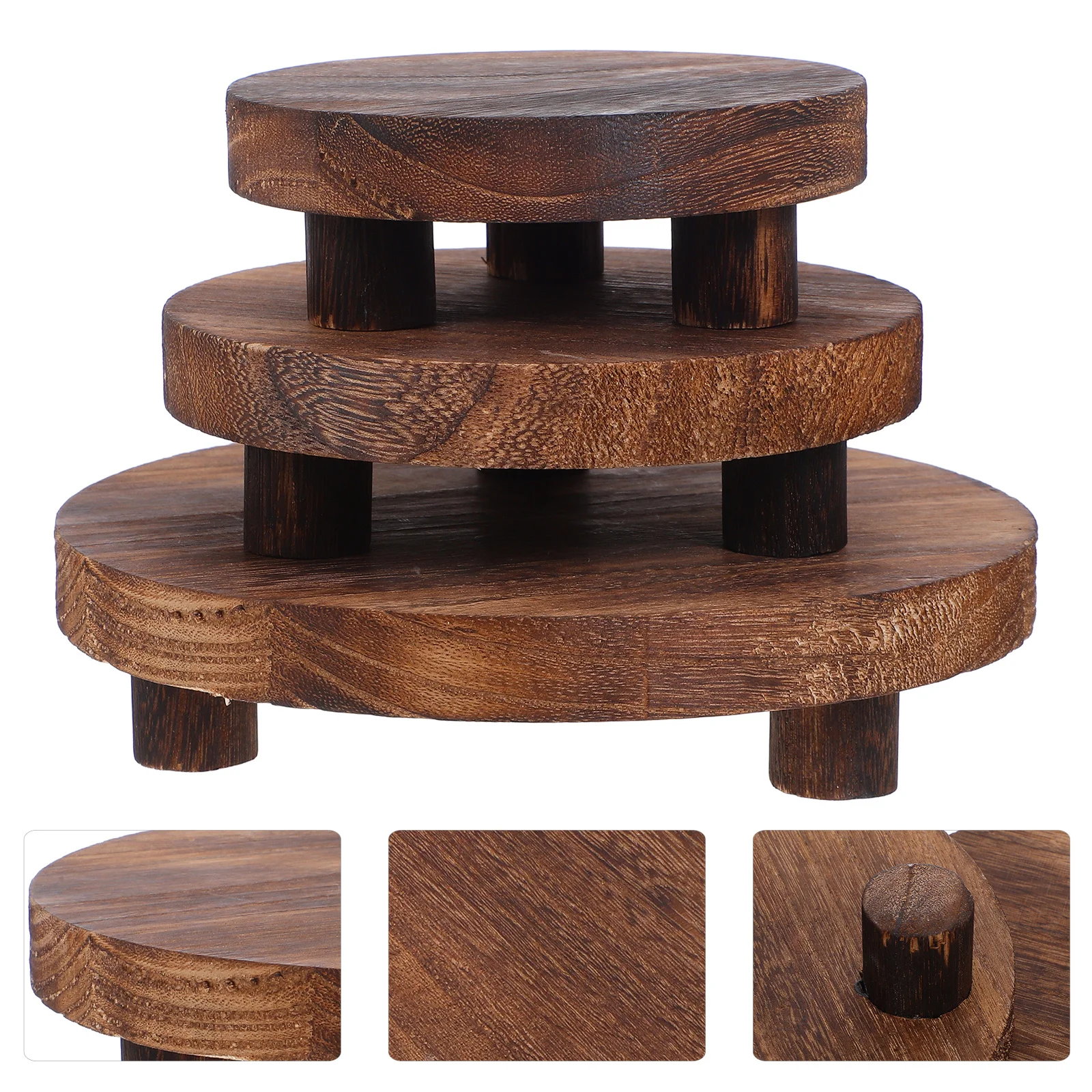 круглая деревянная подставка для растений