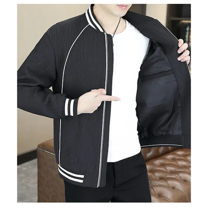 

Свободное модное корейское длинное свеское бейсбольное пальто Jaet, новое шелковое хлопковое клетчатое молодежное повседневное пальто, дышащая молния, одежда...