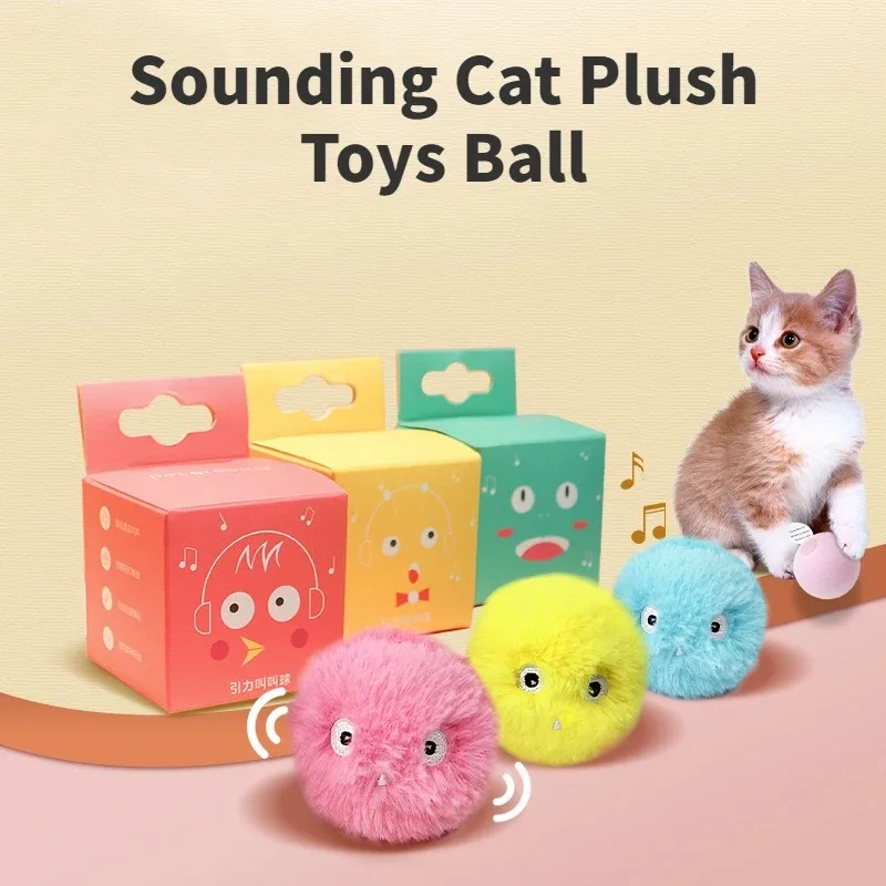 Cat Toys Balls Sound Frogs Birds Chirping Crickets EVA Balls Rolling Cat Plush Soft Self-Heeling Teaser Toys Pet Accessories