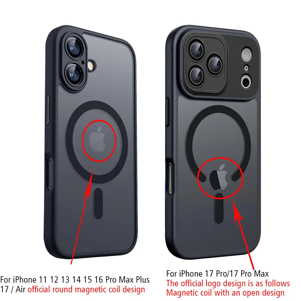 حافظة مغناطيسية فاخرة مضادة للصدمات لهاتف آيفون 17 Air 16 15 14 13 12 11Pro Max Magsafe غطاء شفاف غير لامع #6