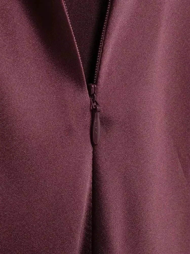 レディース ロング サテン ホルタードレス、バックレス、リボンタイ、バックジッパー、女性用ドレス、セクシーファッション