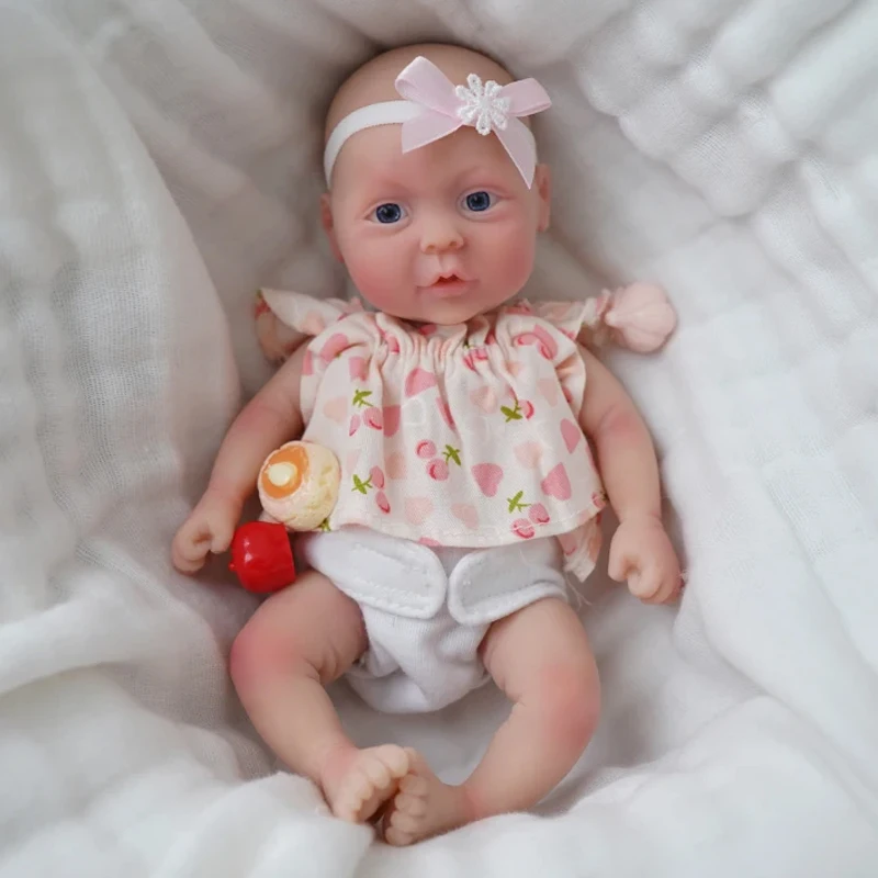 Miaio 7 بوصة نابض بالحياة سيليكون تولد من جديد دمية طفل صغيرة Preemie فتاة لينة الملمس لعبة مريحة لتخفيف التوتر