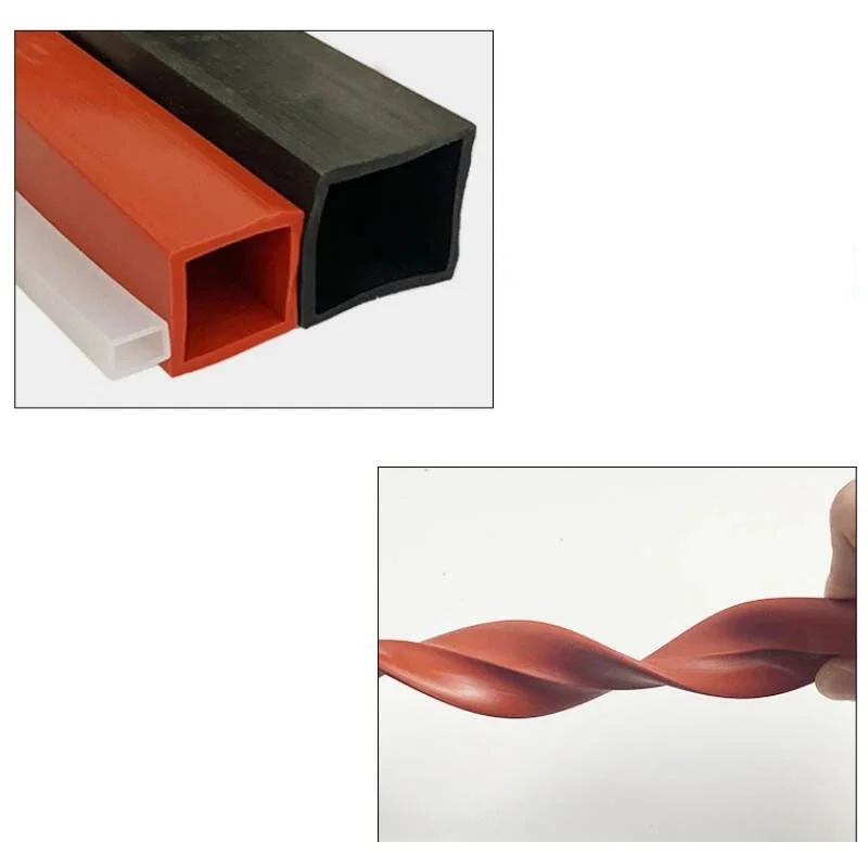 1M Silicone Square Tube Sleeve High Temp Resistant Hollow Profile Sealing Strip For Oven Door Electrical Insulation