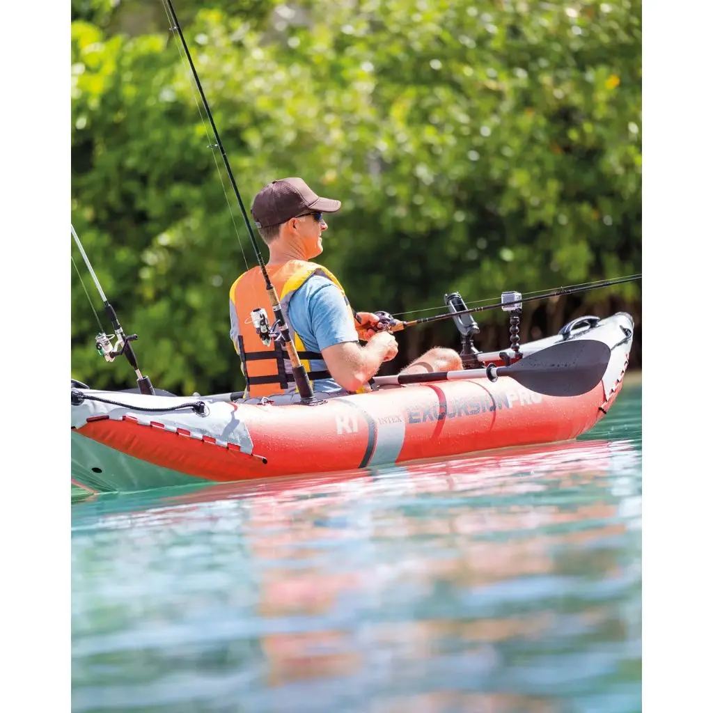 INTEX 68303 384cm X 94cm X 46cm Unisex Excursion Pro Kayak Professional Series Rowing Boat Set for Fishing