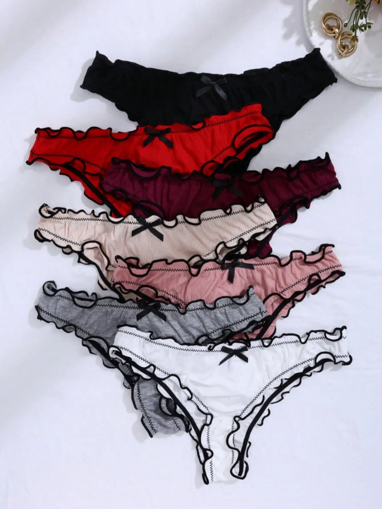 

Женские повседневные трусики с бантом и рюшами, 7 шт., для ежедневной носки