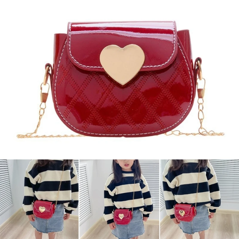 E74B Criança Coração Padrão Bolsa Ombro Crianças Bolsas Mensageiro Menina Mini Bolsa Crossbody