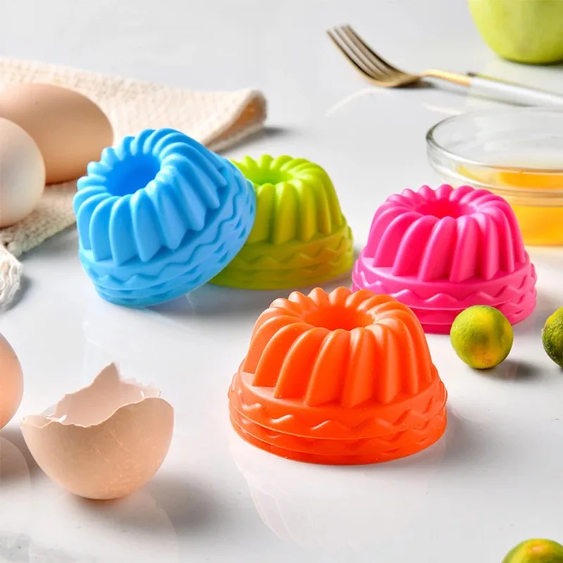 6Pcs Silicone Cake Molds Muffin Cake Cups Egg Tart Cupcake Dessert Baking Mold Bakeware Tools Color Random