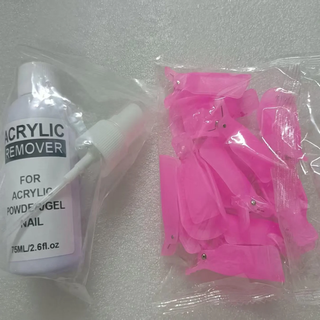 2.6oz Acrylic Remover 10 pieces Nail Polish Remover Clips Soak off Wraps for Nail Art Anti-Slip Clips