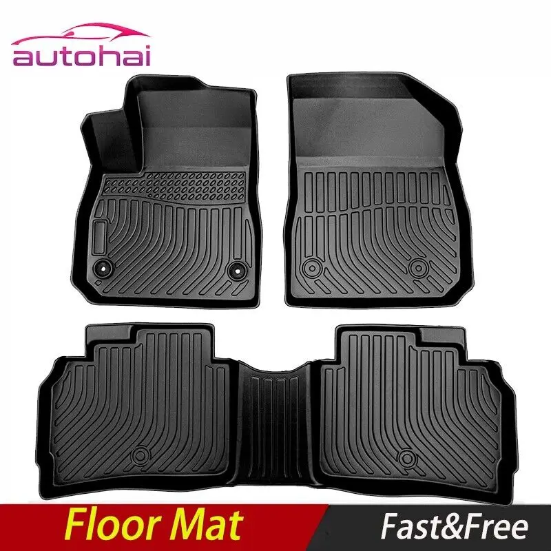 Car Floor Mats for 2016-2023 Chevrolet Malibu All- Weather Rubber Cargo Liner TPE