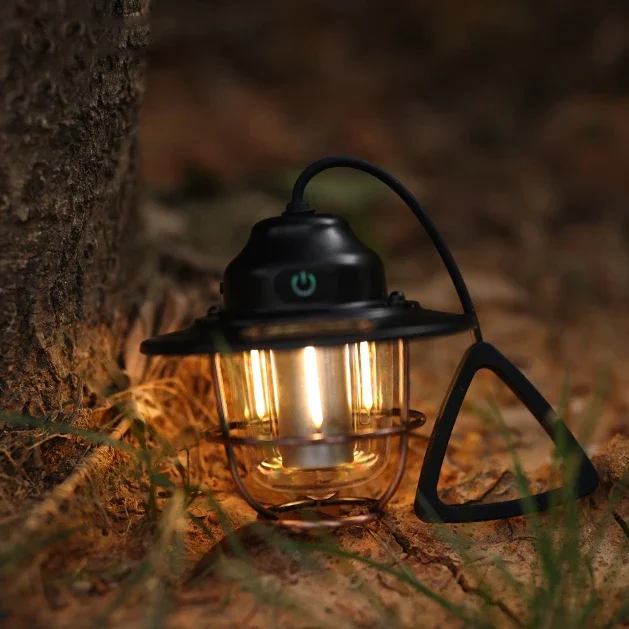 

Outdoor Party 2000mah Long Battery Life Camping Lights Portable Hanging Rechargeable Retro Camp Lamp Outdoor Camping Lamp