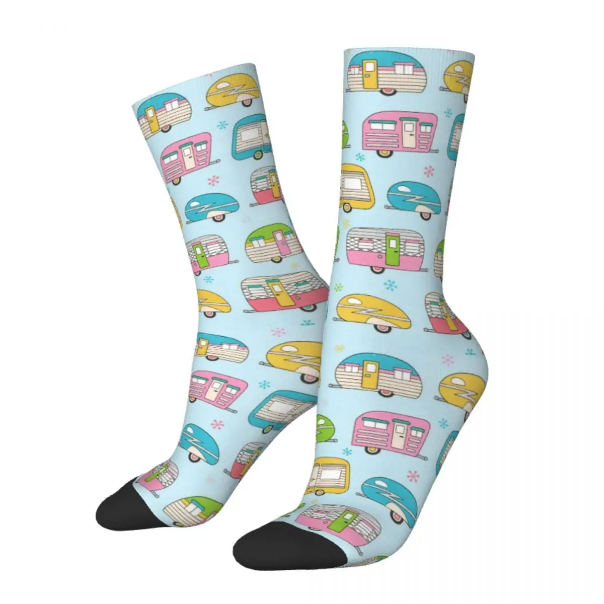 New Male Men Socks Harajuku Cute Camp Caravan Sock Camping Cartoon Graphic Women's Stockings Spring Summer Autumn Winter