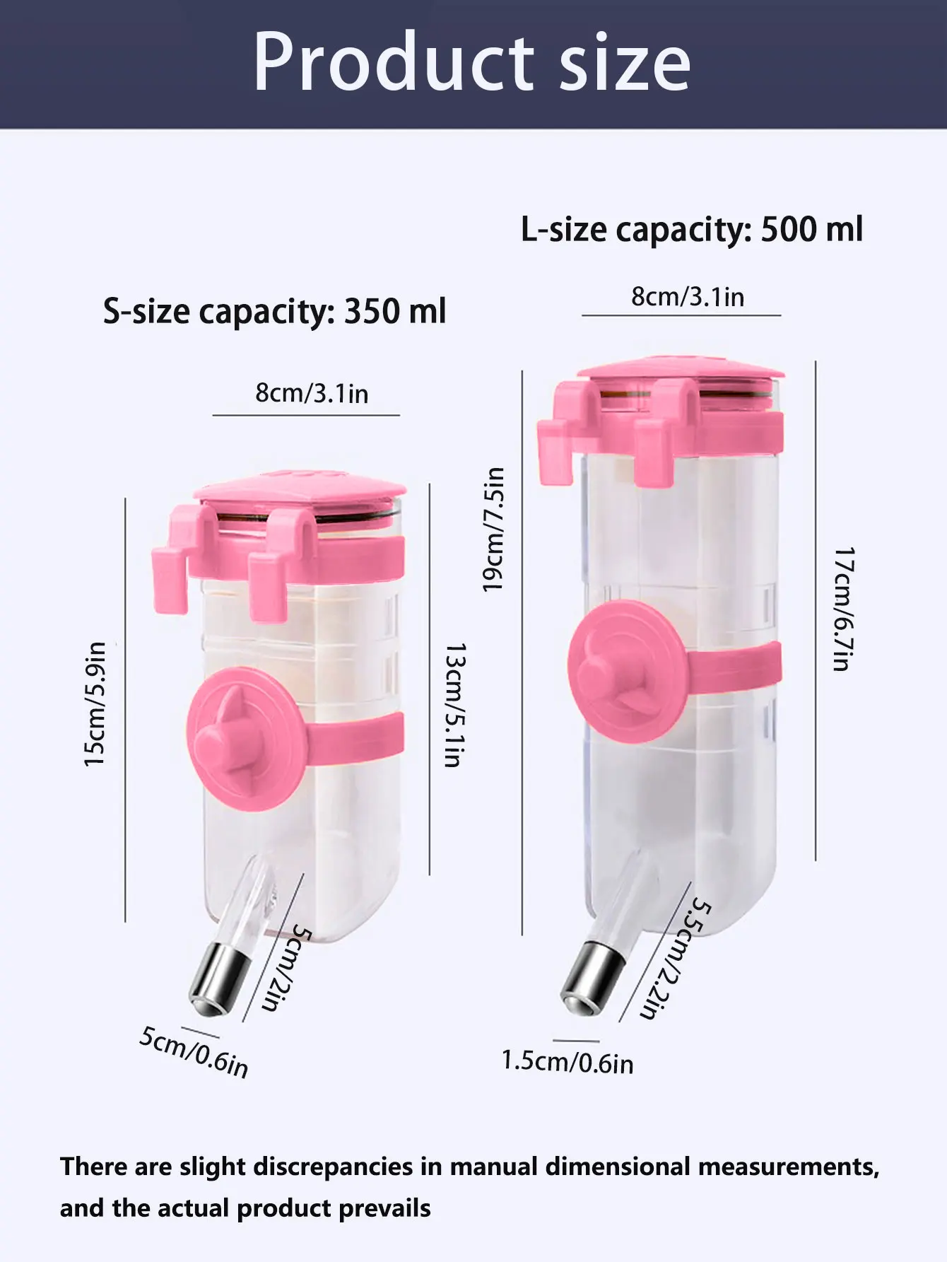 1 Pc Cat Dog Water Bottle Hanging Water Dispenser without Wetting Mouth Hanging Water Feeder Cage Water Bottle