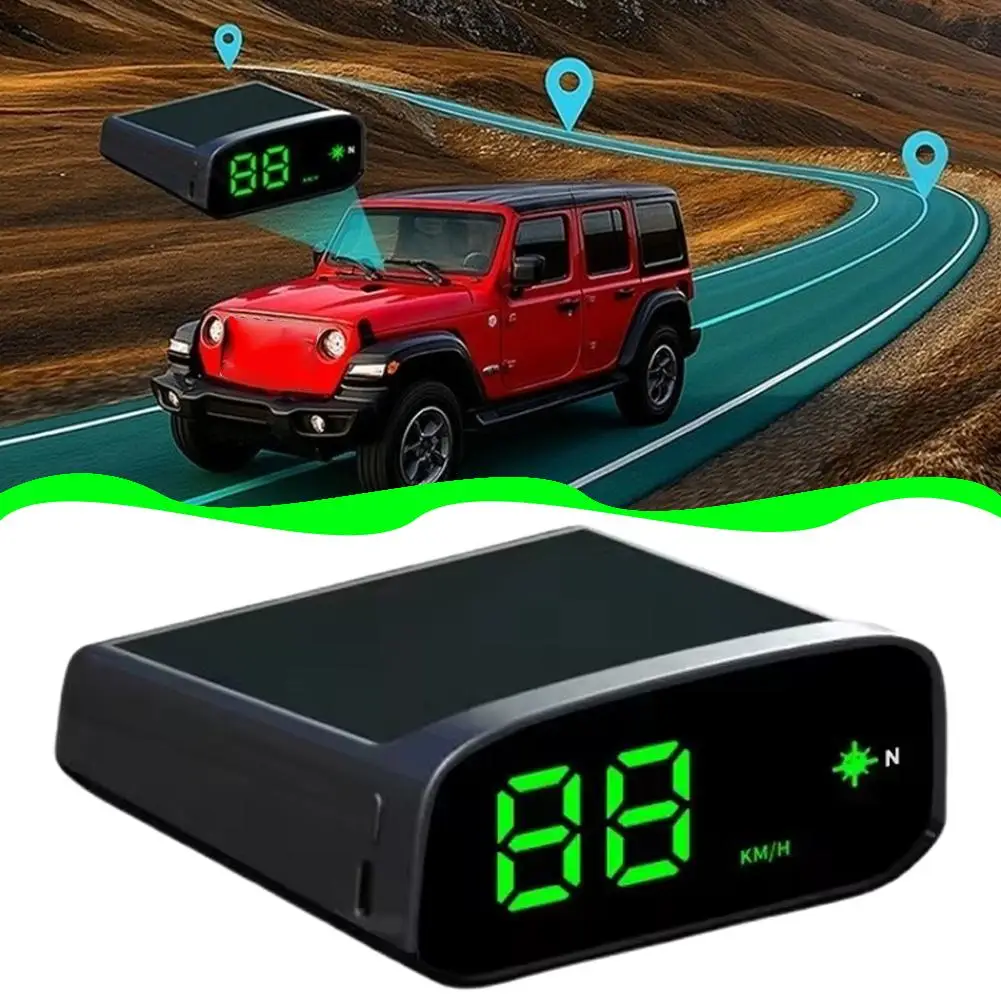 شاشة عرض تعمل بالطاقة الشمسية GPS + عداد سرعة السيارة الرقمي مستشعر الضوء الذكي HUD KM/H وشاشة MP/H شاشة LED