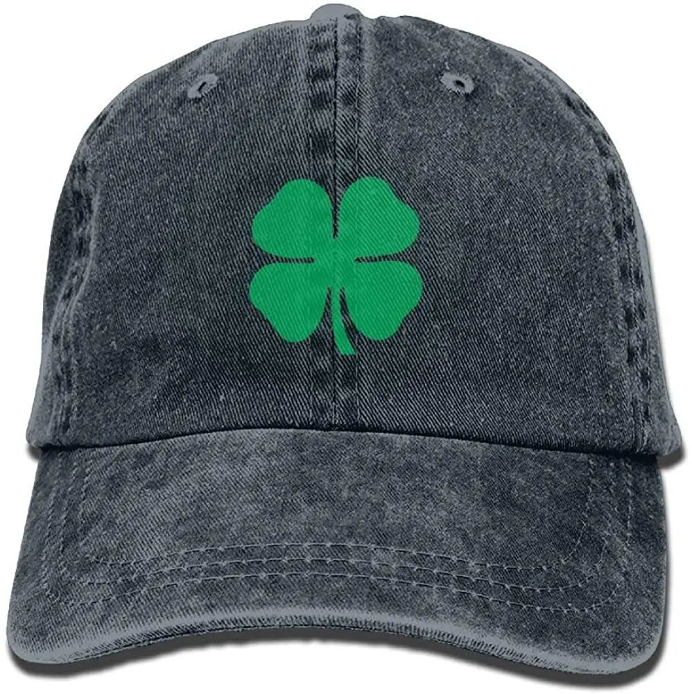 Lucky 4-Leaf Clover Unisex Denim Baseball Cap Adjustable Snapback Hats