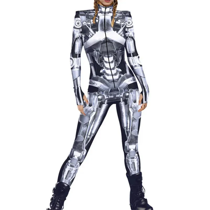 Bear's Den Tecnologia Futuristica Costume Cosplay di Halloween Donna Bambini Stampa 3D Party Body Robot Meccanico Jumpsui Nuovo 2025