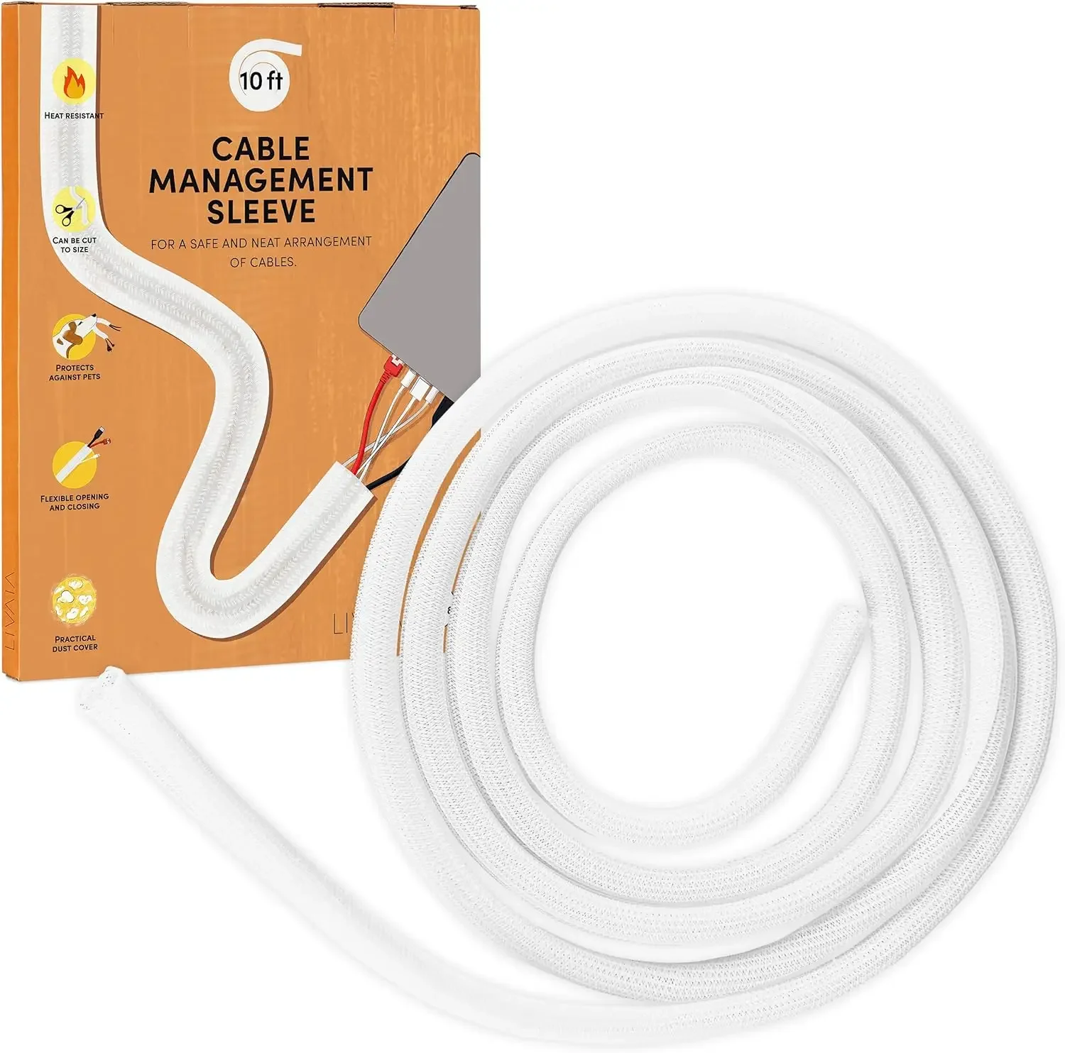 Cable Management Sleeves, Protect Cats from Chewing on Power Cords, Woven Cable Organizers, Used for TV/Computer/Home Entertainm