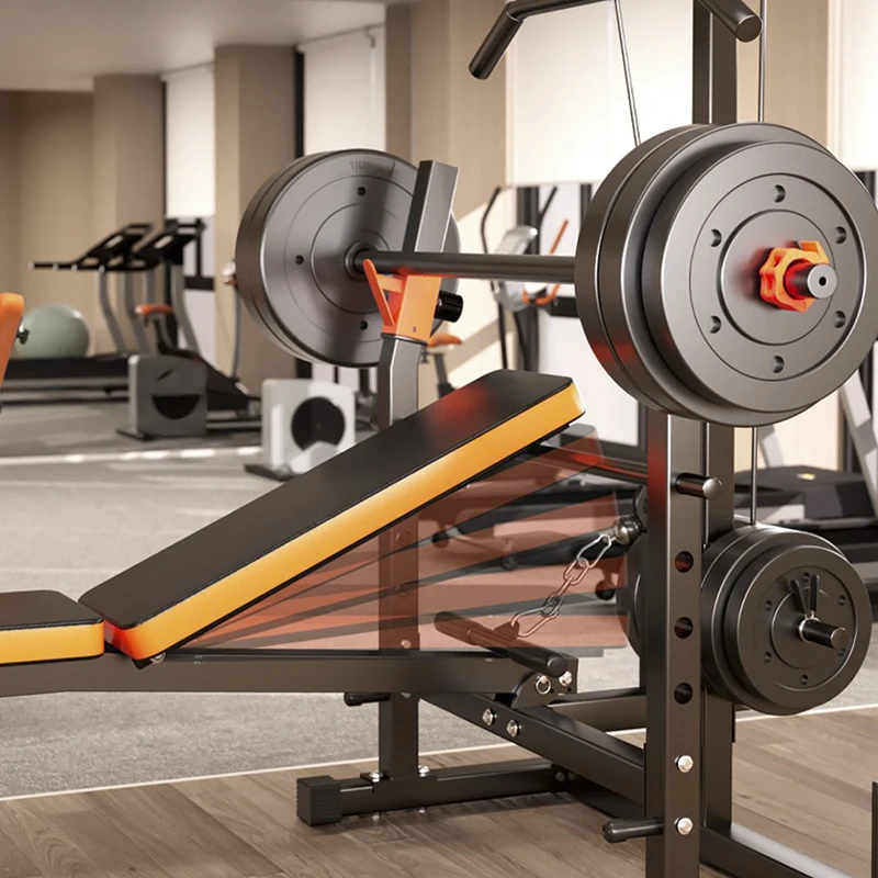 Bench press frame High pull-down barbell set Multifunctional rowing machine Foldable home gym Weightlifting bench