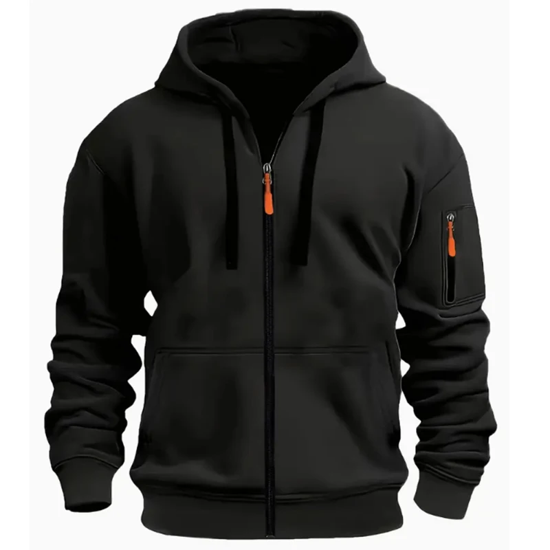 Fashionable Casual Autumn Winter Full Zip Hoodie Sports Training Outdoor Warm Jacket European And American Style