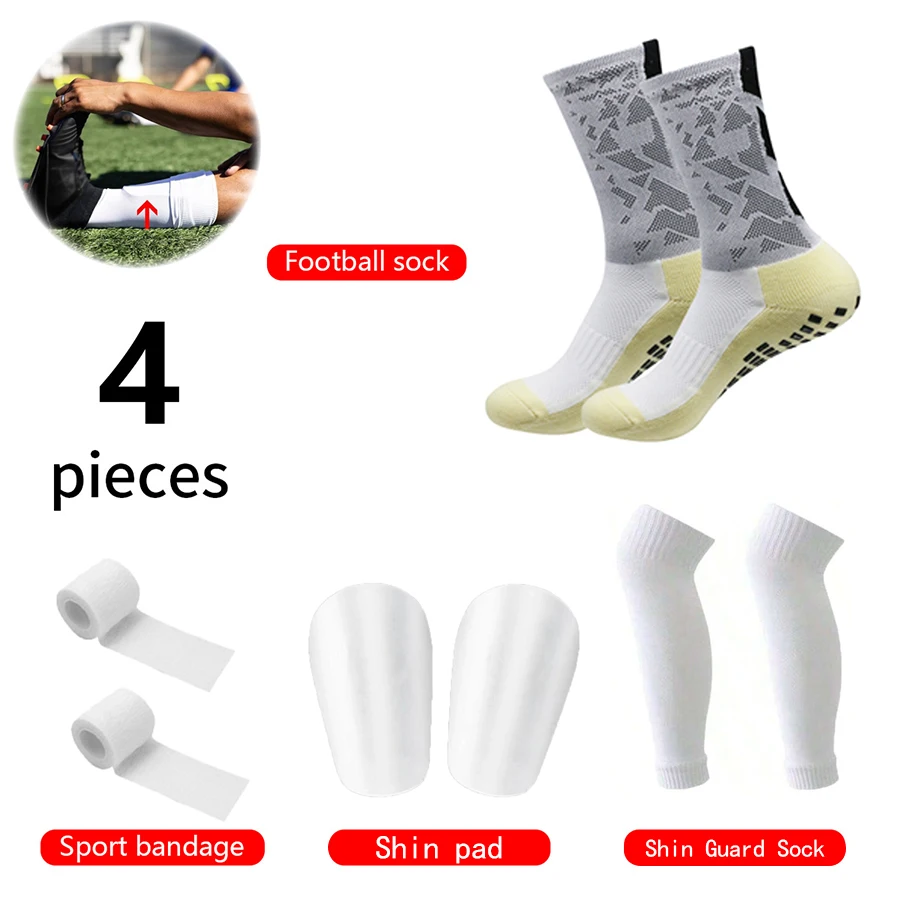 

Набор из 4 шт., футбольные аксессуары, футбольные носки, носки для скалолазания, футбольные носки для теленка, защита ног, мини-подушечки для голени, эластичные бинты