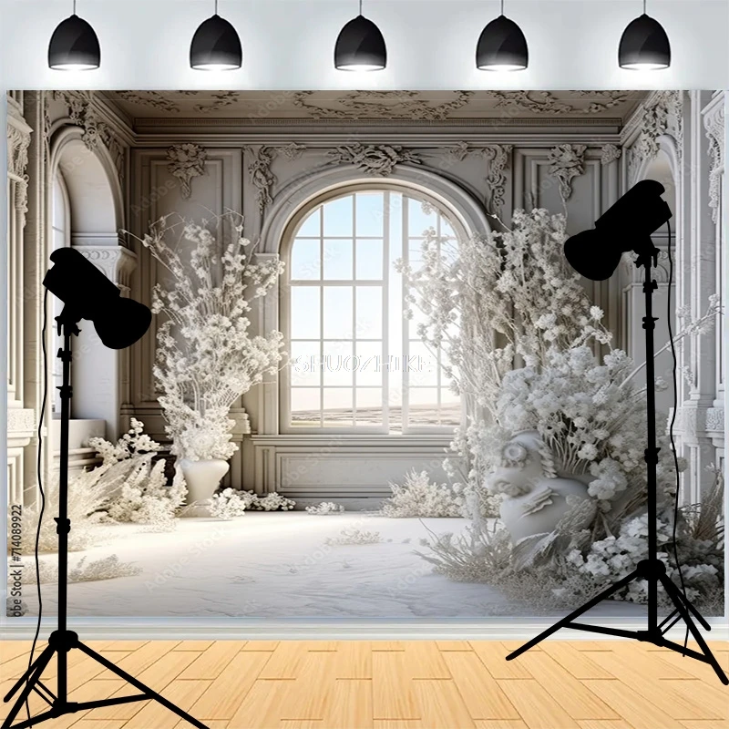 Día de Navidad copo de nieve fotografía telones de fondo chimenea escenario de invierno Año nuevo cabaña decoración de la sala de estar fondo CC-01