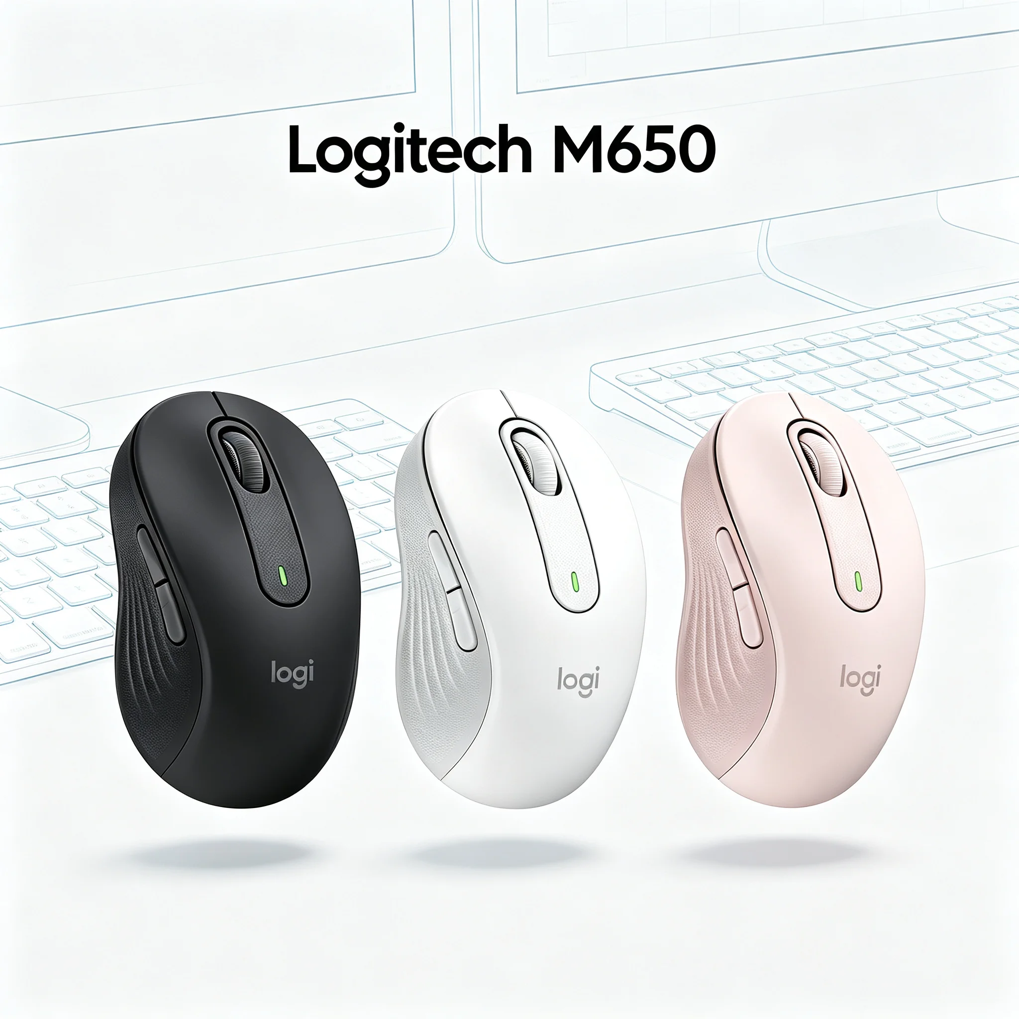 Logitech M650 Signature Dual Mode Wireless Mice Bluetooth & Logi Bolt Connection SmartWheel Precision Scroll Comfort Rubber Grip