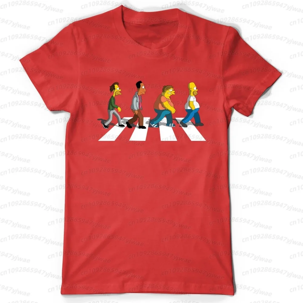 2026 Men Simpsons Dad Sidewalk Short Sleeve T Shirt Men Aesthetic Design Graphic Casual Streetwear Fashion Gift Top Men T Shirt view 4