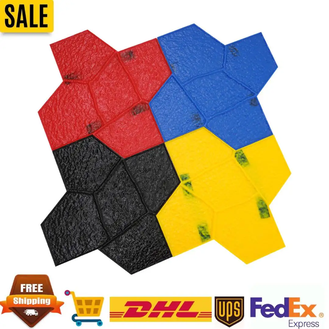 

23,23 "x 23,23" коврики для бетонных штампов из искусственной кожи с текстурой камня, формы для штамповки бетона, 4 шт. формы для штамповки бетона для стены и пола