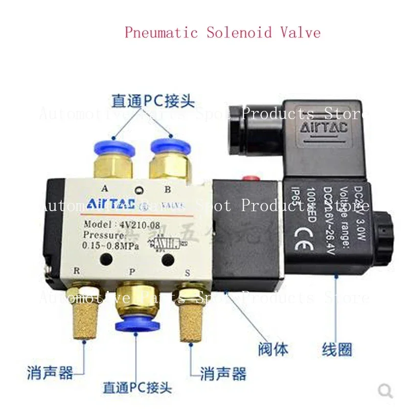 Pneumatic Solenoid Valve For Tire Raking Machine, One In And Two Out 4V210-08