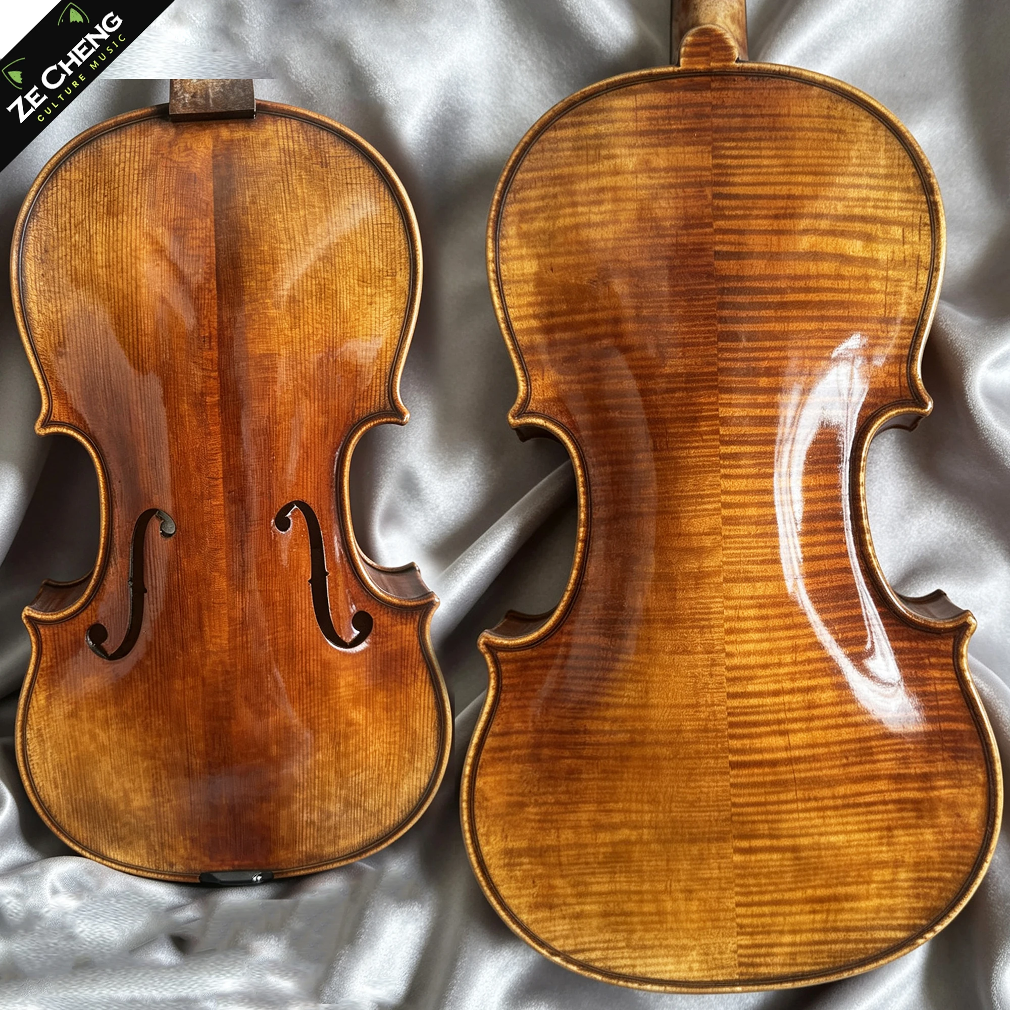 Handmade Violin 4/4 Flamed Maple Back Hand-Rubbed Oil Varnish Professional Violin Carbon Fiber B